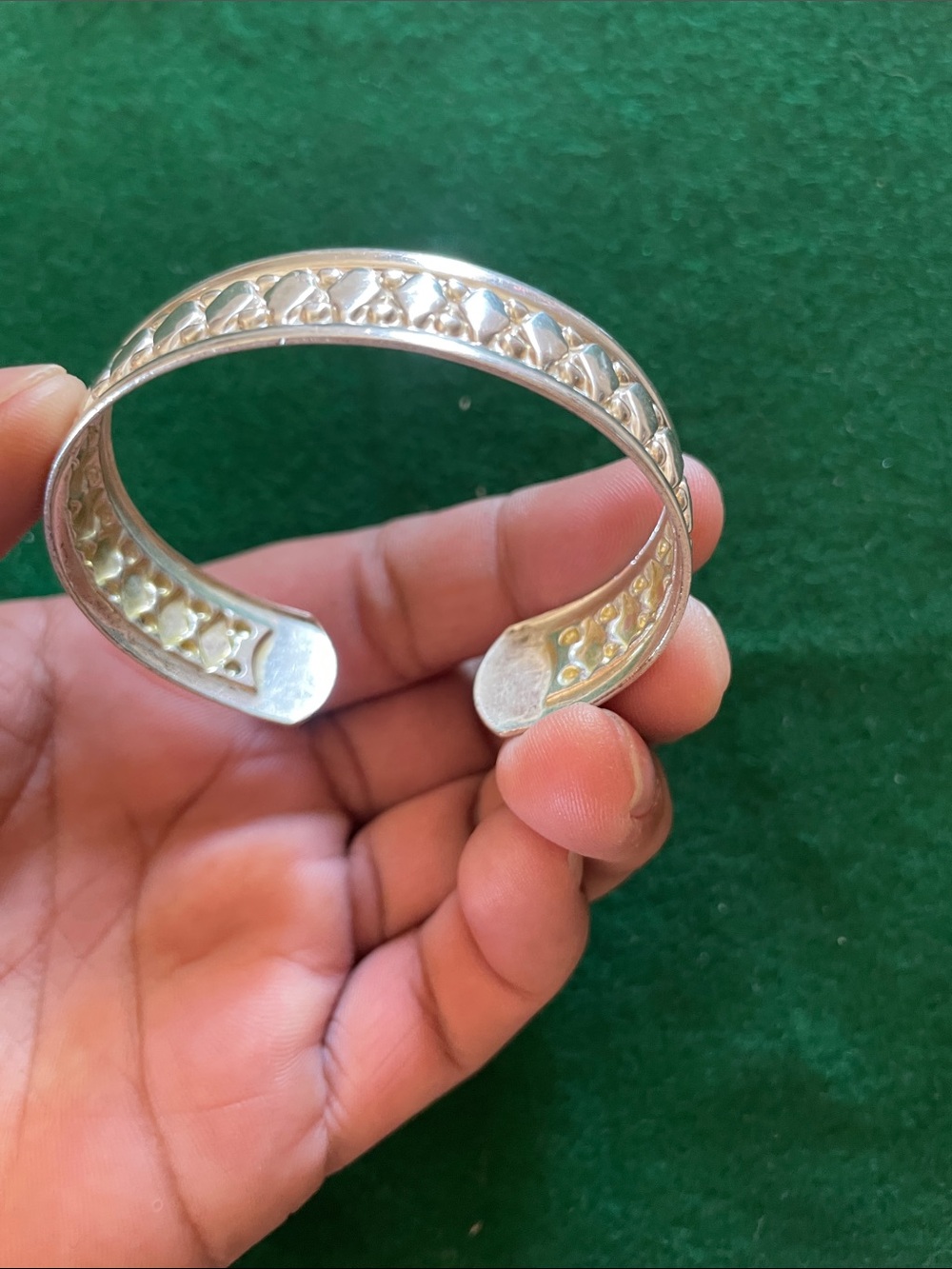 Textured Silver Open Cuff Bracelet